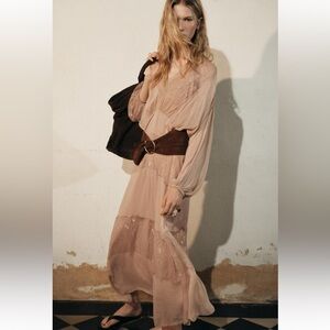 Nwt Zara embroidered chiffon dress